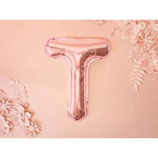 Fóliové PÍSMENO T, rosegold barva, velikost 35cm (zn. PartyDeco)