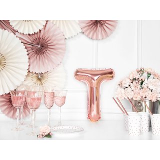 Fóliové PÍSMENO T, rosegold barva, velikost 35cm (zn. PartyDeco)