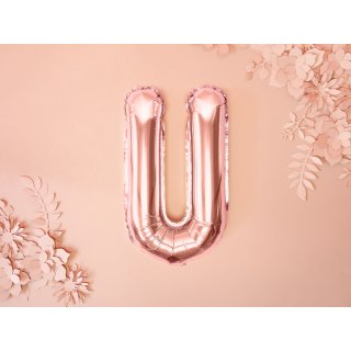 Fóliové PÍSMENO U, rosegold barva, velikost 35cm (zn. PartyDeco)