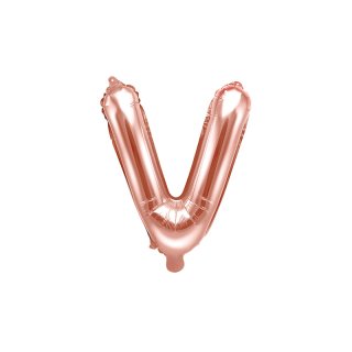 Fóliové PÍSMENO V, rosegold barva, velikost 35cm (zn. PartyDeco)