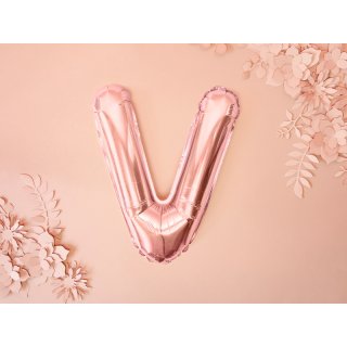 Fóliové PÍSMENO V, rosegold barva, velikost 35cm (zn. PartyDeco)
