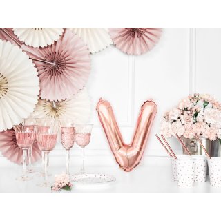 Fóliové PÍSMENO V, rosegold barva, velikost 35cm (zn. PartyDeco)