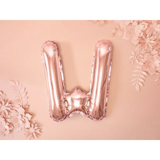 Fóliové PÍSMENO W, rosegold barva, velikost 35cm (zn. PartyDeco)