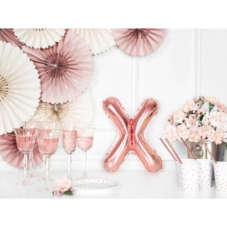 Fóliové PÍSMENO X, rosegold barva, velikost 35cm (zn. PartyDeco)