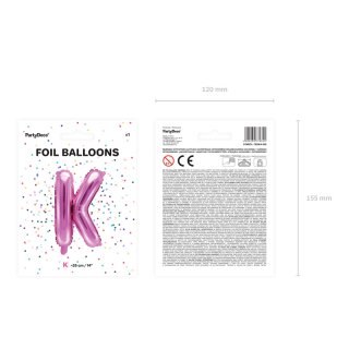Fóliové PÍSMENO K, tmavě růžová barva, velikost 35cm (zn. PartyDeco)