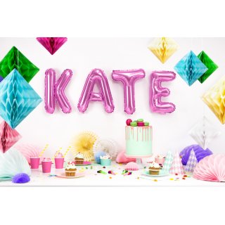 Fóliové PÍSMENO K, tmavě růžová barva, velikost 35cm (zn. PartyDeco)