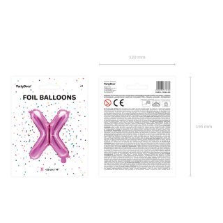 Fóliové PÍSMENO X, tmavě růžová barva, velikost 35cm (zn. PartyDeco)