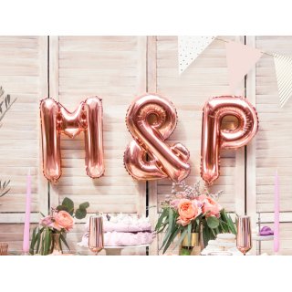Fóliové PÍSMENO znak &, rosegold barva, velikost 35cm (zn. PartyDeco)