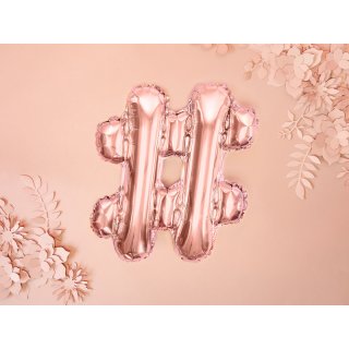 Fóliové PÍSMENO znak křížek #, rosegold barva, velikost 35cm (zn. PartyDeco)