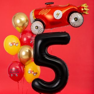 Fóliová ČÍSLICE 5, černá pastelová barva, velikost 86cm (zn. PartyDeco)