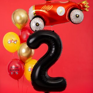 Fóliová ČÍSLICE 2, černá pastelová barva, velikost 86cm (zn. PartyDeco)