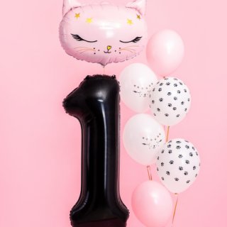 Fóliová ČÍSLICE 1, černá pastelová barva, velikost 86cm (zn. PartyDeco)