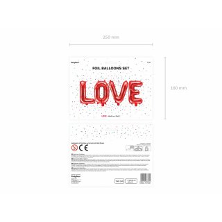 Fóliový nápis LOVE, rozměr 140x35cm, set 4 písmen, červená barva (zn. PartyDeco)