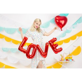 Fóliový nápis LOVE, rozměr 140x35cm, set 4 písmen, červená barva (zn. PartyDeco)