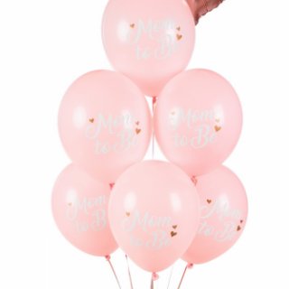 Latexové balónky Mom To Be, pastelově světle růžová barva, velikost 30cm, set 6ks (zn. StrongBalloons)