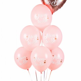 Latexové balónky Mom To Be, pastelově světle růžová barva, velikost 30cm, set 6ks (zn. StrongBalloons)