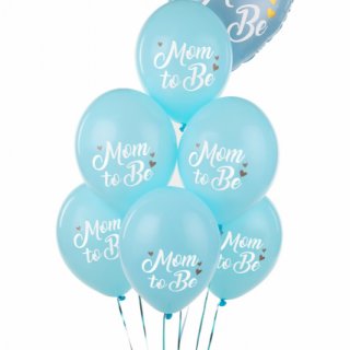 Balónky 30 cm, Mom to Be, pastelově světle modré, set 6 ks