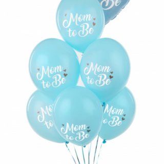 Balónky 30 cm, Mom to Be, pastelově světle modré, set 6 ks
