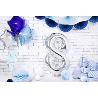Fóliová ČÍSLICE 8, stříbrná metalická barva, velikost 86cm (zn. PartyDeco)