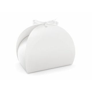 Krabička na výslužku, zaoblená, bílá barva, rozměr 16.5x14x9.5cm - set 10ks (zn. PartyDeco)