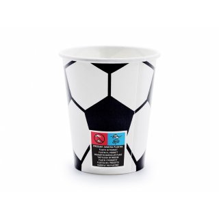 Papírové kelímky FOTBAL / fotbalové, mix, objem 260ml - set 6ks (zn. PartyDeco)