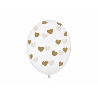 Latexový balónek SRDÍČKA, hnědá - průhledný, velikost 30cm (zn. StrongBalloons)