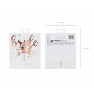 Dortový svatební zápich Bride to be, výška 17.5cm, rosegold barva (zn. PartyDeco)