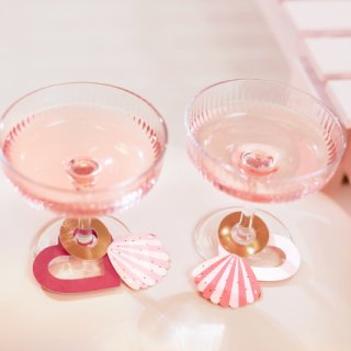 Nápojové visačky / označovače SRDCE, papírové, rozměr 6.5x6cm - set 10ks (zn. PartyDeco)