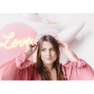 LED svítící neonový nápis LOVE - Láska, bílá, rozměr 61x27.4cm (zn. PartyDeco)