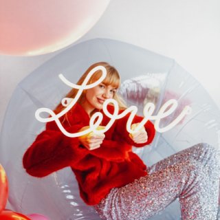 LED svítící neonový nápis LOVE - Láska, bílá, rozměr 61x27.4cm (zn. PartyDeco)