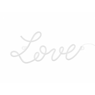 LED svítící neonový nápis LOVE - Láska, bílá, rozměr 61x27.4cm (zn. PartyDeco)