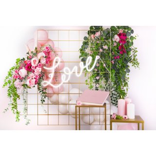 LED svítící neonový nápis LOVE - Láska, bílá, rozměr 61x27.4cm (zn. PartyDeco)