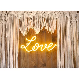 LED svítící neonový nápis LOVE - Láska, bílá, rozměr 61x27.4cm (zn. PartyDeco)