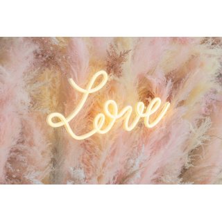 LED svítící neonový nápis LOVE - Láska, bílá, rozměr 61x27.4cm (zn. PartyDeco)