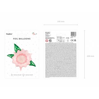 Fóliový balónek KVĚT, zeleno-růžový, rozměr 70x62cm (zn. PartyDeco)