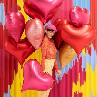 Fóliový balónek velké SRDCE, rozměr 75x64.5cm, rosegold barva (zn. PartyDeco)