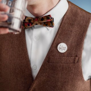 Rozlučkové blahopřání se smalt odznakem Ženich + hnědá obálka se zlatým lemem, rozměr 10.5x15cm (zn. PartyDeco)