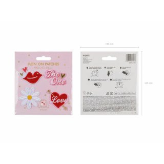 Nažehlovačka na záplaty LÁSKA, mix, 4 až 6cm - set 4ks (zn. PartyDeco)