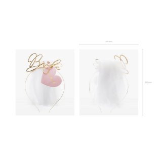 Čelenka BRIDE nevěsta, zlatá barva (zn. PartyDeco)