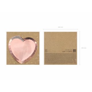 Papírové talířky tvar SRDCE, rozměr 21x19cm, rosegold barva - set 6ks (zn. PartyDeco)