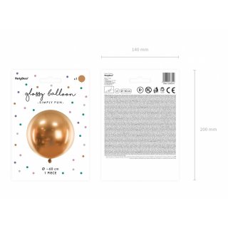 JUMBO kulatý lesklý balónek (Glossy), velikost 60cm, zlatá barva (zn. PartyDeco)