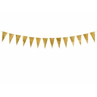 Závěsná girlanda trojúhelníky, zlatá metalická barva, délka 2.15m (zn. PartyDeco)