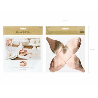 Dárkové krabičky papírové, rosegold zrcadlová barva, rozměr 6x6x5.5cm - set 10ks (zn. PartyDeco)