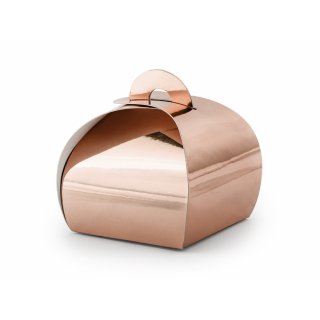Dárkové krabičky papírové, rosegold zrcadlová barva, rozměr 6x6x5.5cm - set 10ks (zn. PartyDeco)