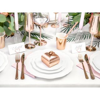 Dárkové krabičky papírové, rosegold zrcadlová barva, rozměr 6x6x5.5cm - set 10ks (zn. PartyDeco)
