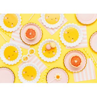 Papírové talířky Usměvavavé sluníčko / Slunce, průměr 18cm - set 6ks (zn. PartyDeco)