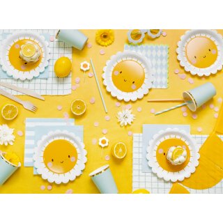 Papírové talířky Usměvavavé sluníčko / Slunce, průměr 18cm - set 6ks (zn. PartyDeco)