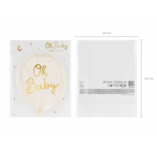 Papírové talířky Oh baby na přivítání miminka, rozměr 17.5x22cm - set 6ks (zn. PartyDeco)