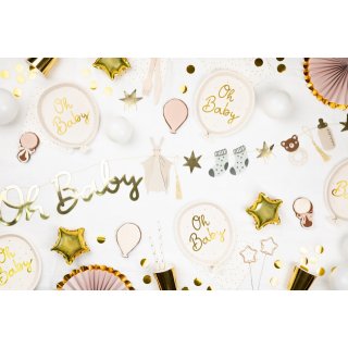 Papírové talířky Oh baby na přivítání miminka, rozměr 17.5x22cm - set 6ks (zn. PartyDeco)