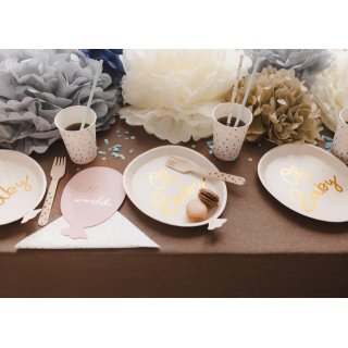Papírové talířky Oh baby na přivítání miminka, rozměr 17.5x22cm - set 6ks (zn. PartyDeco)